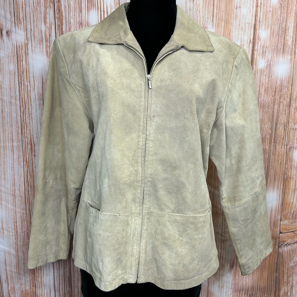 Lisa International Vintage Genuine Suede Leather Blazer